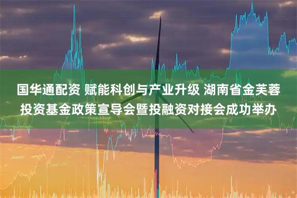 国华通配资 赋能科创与产业升级 湖南省金芙蓉投资基金政策宣导会暨投融资对接会成功举办